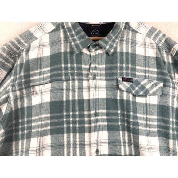 ATG Wrangler Men's 2XT Green & White Plaid Flannel Long Sleeve Regular Fit - Picture 3 of 12